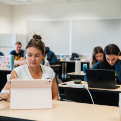 Students seated in a classroom
