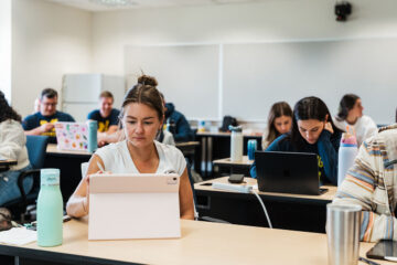 Students seated in a classroom