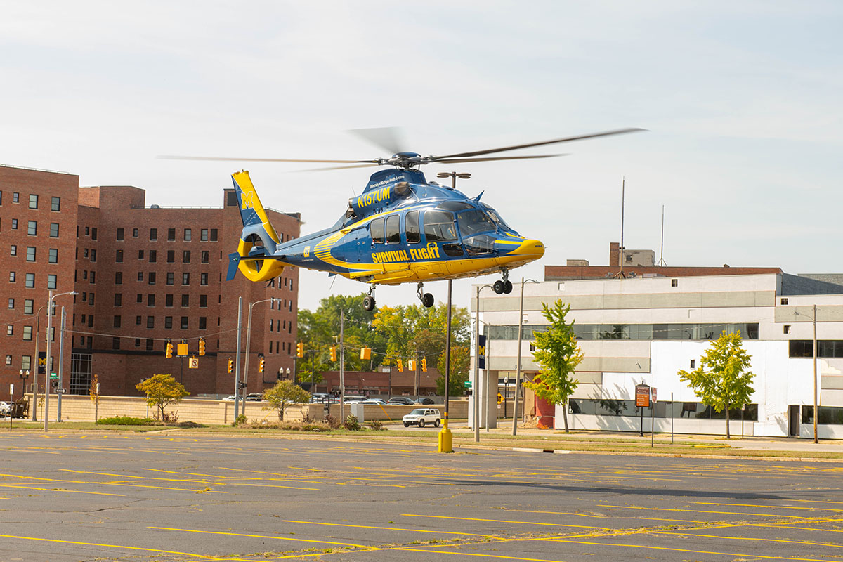 The U-M survival flight helicopter landing