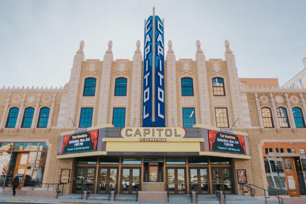 An exterior view of the Capitol Theatre in daytime